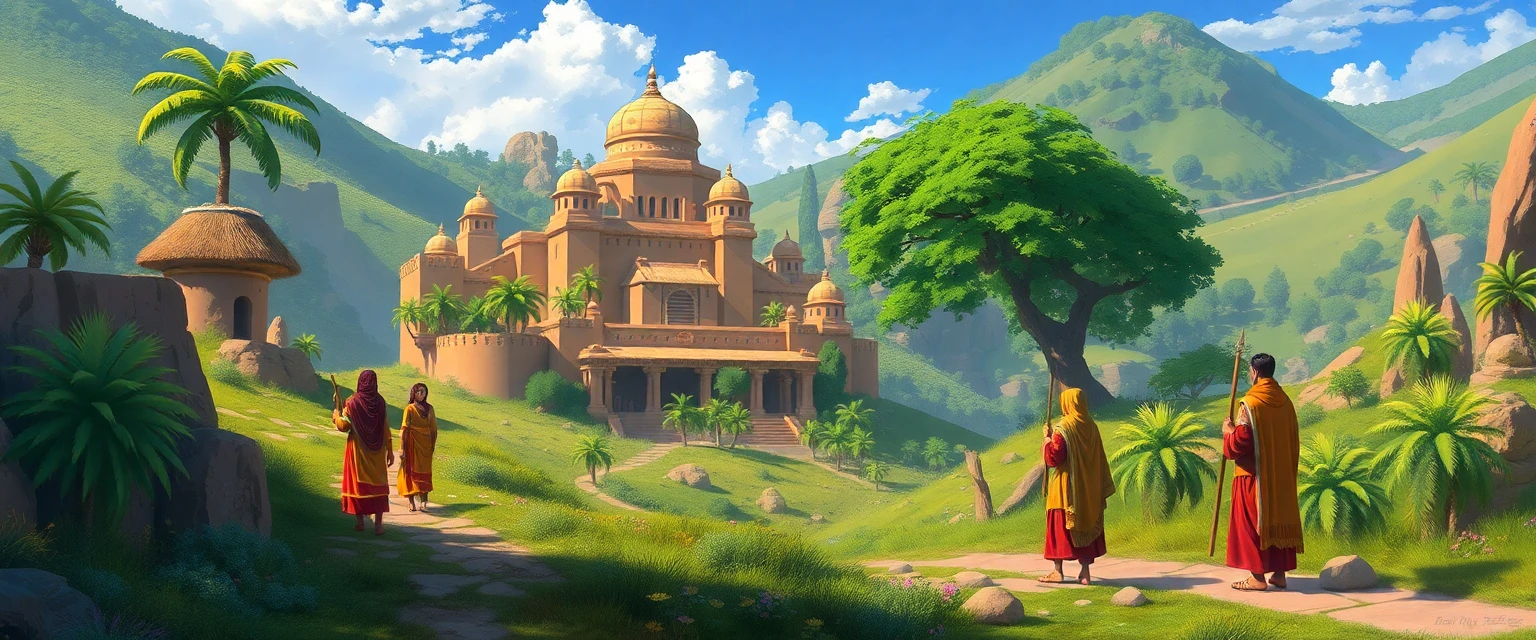 صورة تخيلية لقوم سبأ، رسم رقمي لمملكة قديمة مزدهرة