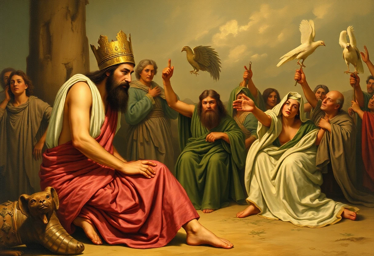 صورة تمثل قصة نمرود، الملك المتجبر