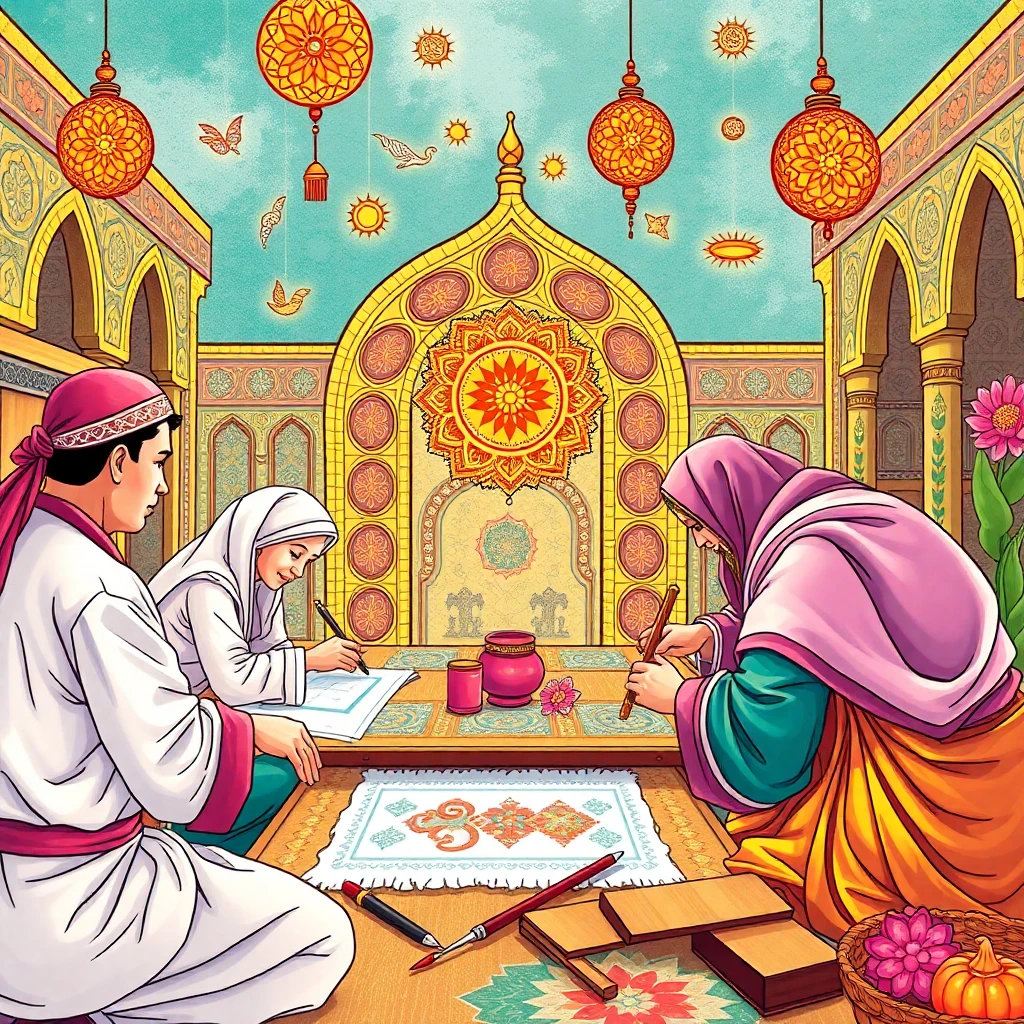 صورة توضيحية لورشة الفن الإسلامي